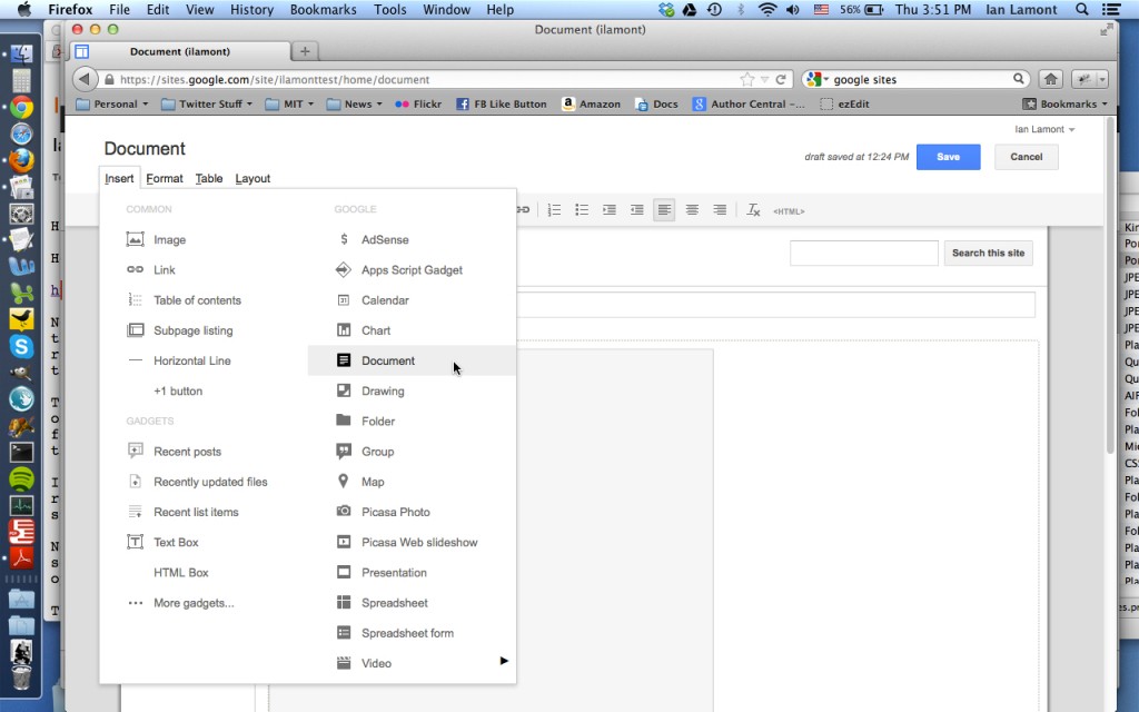 Google Sites import Google Drive